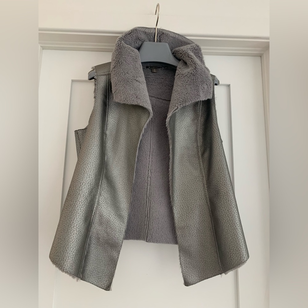 Spanner Silver Faux Leather Vest
